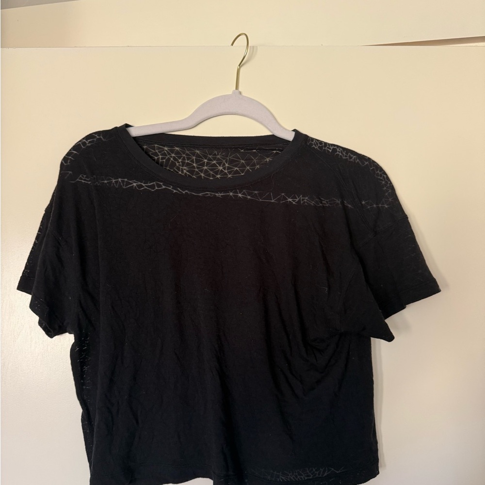 Lululemon Cates Tee 4 City Camo Burnout Black Crop Top Cropped Crew Shirt
